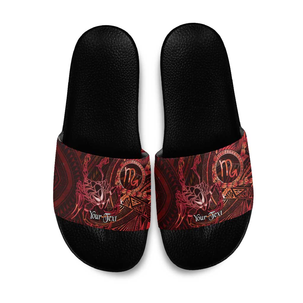 Personalised Polynesia Zodiac Scorpio Slide Sandals Galaxy Polynesian Pattern Chest Tattoo Style LT14 Red - Polynesian Pride