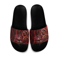 Personalised Polynesia Zodiac Scorpio Slide Sandals Galaxy Polynesian Pattern Chest Tattoo Style LT14 Red - Polynesian Pride