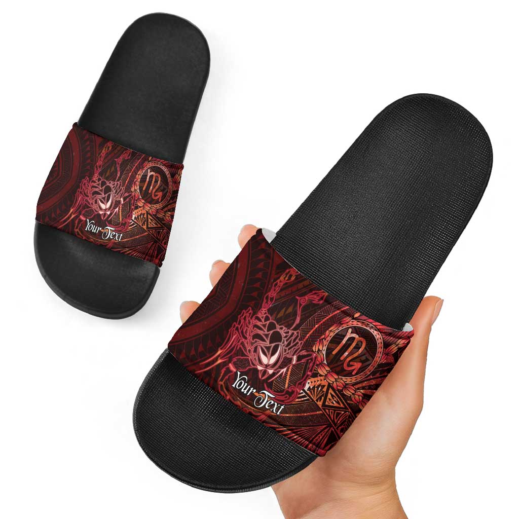 Personalised Polynesia Zodiac Scorpio Slide Sandals Galaxy Polynesian Pattern Chest Tattoo Style LT14 - Polynesian Pride