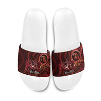 Personalised Polynesia Zodiac Scorpio Slide Sandals Galaxy Polynesian Pattern Chest Tattoo Style LT14 Red - Polynesian Pride