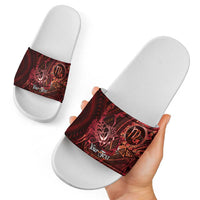 Personalised Polynesia Zodiac Scorpio Slide Sandals Galaxy Polynesian Pattern Chest Tattoo Style LT14 - Polynesian Pride