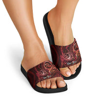 Personalised Polynesia Zodiac Scorpio Slide Sandals Galaxy Polynesian Pattern Chest Tattoo Style LT14 - Polynesian Pride