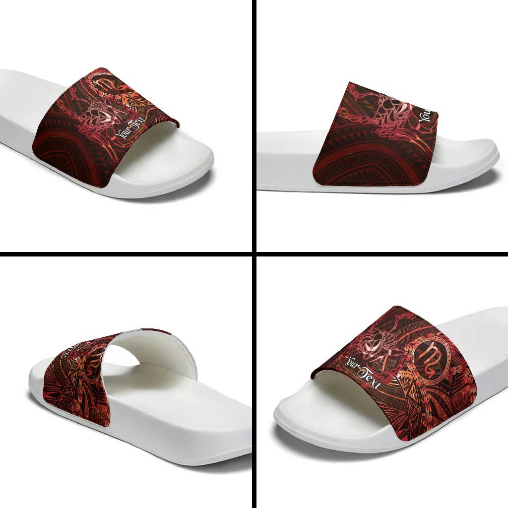 Personalised Polynesia Zodiac Scorpio Slide Sandals Galaxy Polynesian Pattern Chest Tattoo Style LT14 - Polynesian Pride