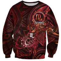 Personalised Polynesia Zodiac Scorpio Sweatshirt Galaxy Polynesian Pattern Chest Tattoo Style LT14 Unisex Red - Polynesian Pride