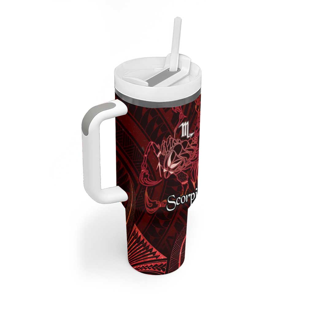 Personalised Polynesia Zodiac Scorpio Tumbler With Handle Galaxy Polynesian Pattern Chest Tattoo Style