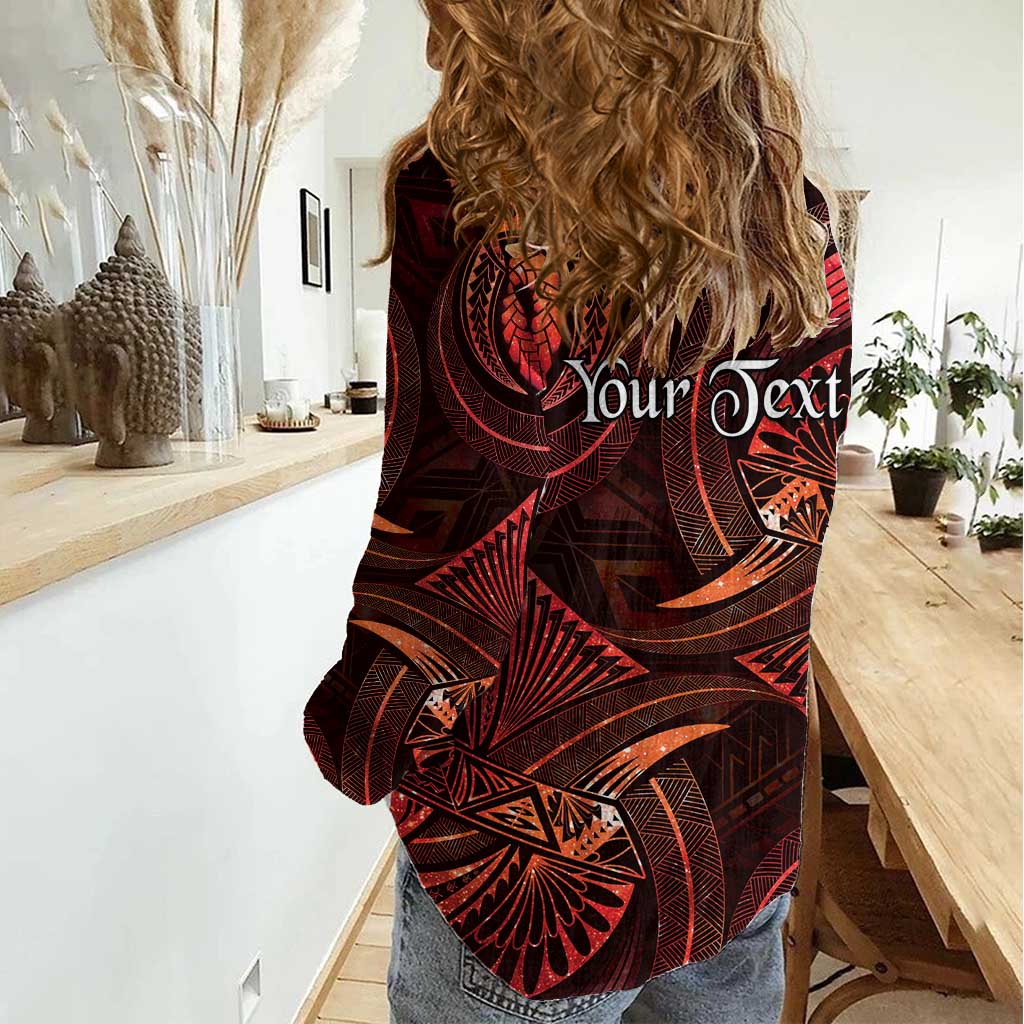Personalised Polynesia Zodiac Scorpio Women Casual Shirt Galaxy Polynesian Pattern Chest Tattoo Style