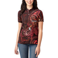 Personalised Polynesia Zodiac Scorpio Women Polo Shirt Galaxy Polynesian Pattern Chest Tattoo Style