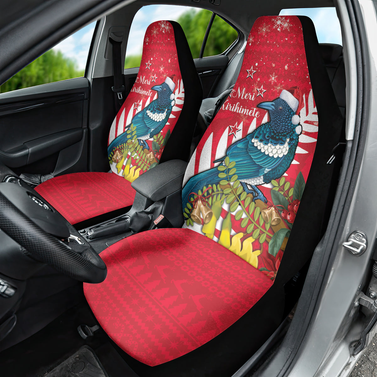 New Zealand Christmas In July Car Seat Cover Tui Bird With Kowhai Meri Kirihimete