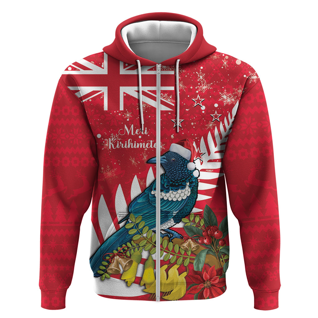 New Zealand Christmas In July Hoodie Tui Bird With Kowhai Meri Kirihimete
