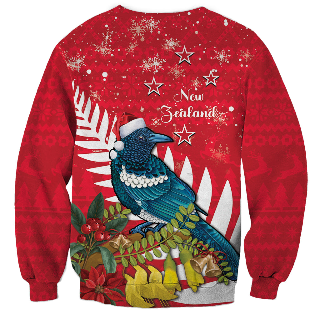 New Zealand Christmas In July Sweatshirt Tui Bird With Kowhai Meri Kirihimete