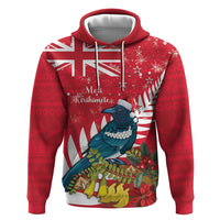 New Zealand Christmas In July Zip Hoodie Tui Bird With Kowhai Meri Kirihimete
