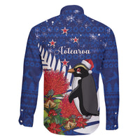 New Zealand Christmas In July Family Matching Off Shoulder Maxi Dress and Hawaiian Shirt Fiordland Penguin With Pohutukawa Flower LT14 - Polynesian Pride