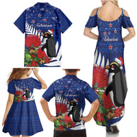 New Zealand Christmas In July Family Matching Summer Maxi Dress and Hawaiian Shirt Fiordland Penguin With Pohutukawa Flower LT14 - Polynesian Pride