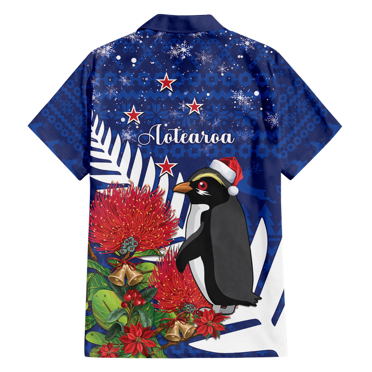 New Zealand Christmas In July Family Matching Summer Maxi Dress and Hawaiian Shirt Fiordland Penguin With Pohutukawa Flower LT14 - Polynesian Pride