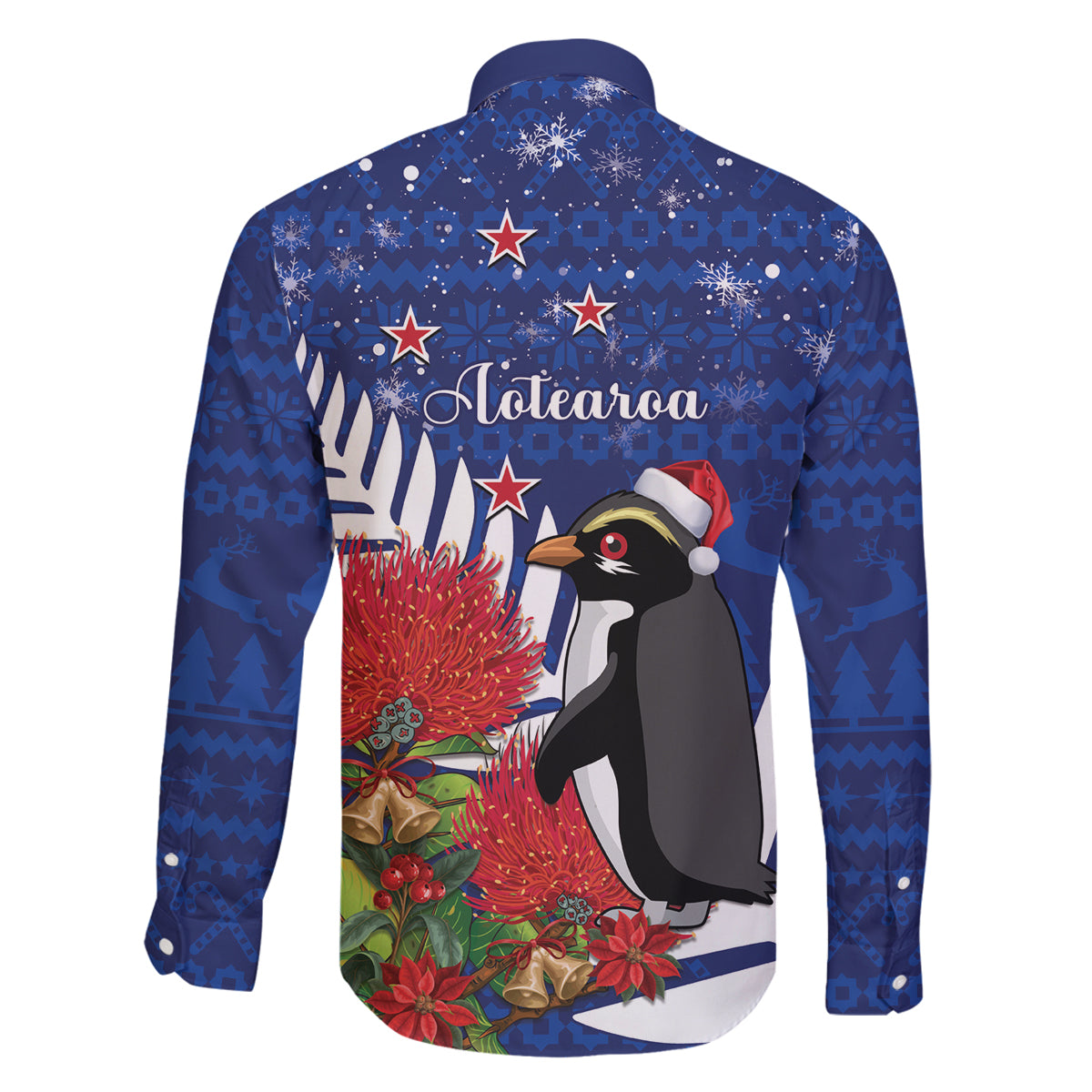 New Zealand Christmas In July Family Matching Summer Maxi Dress and Hawaiian Shirt Fiordland Penguin With Pohutukawa Flower LT14 - Polynesian Pride