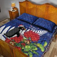New Zealand Christmas In July Quilt Bed Set Fiordland Penguin With Pohutukawa Flower