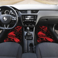 New Zealand Tui Bird Car Mats Aotearoa Maori Pattern - Red