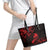 New Zealand Tui Bird Leather Tote Bag Aotearoa Maori Pattern - Red