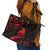 New Zealand Tui Bird Leather Tote Bag Aotearoa Maori Pattern - Red