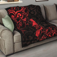 New Zealand Tui Bird Quilt Aotearoa Maori Pattern - Red LT14 - Polynesian Pride