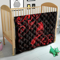 New Zealand Tui Bird Quilt Aotearoa Maori Pattern - Red LT14 - Polynesian Pride