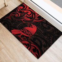 New Zealand Tui Bird Rubber Doormat Aotearoa Maori Pattern - Red