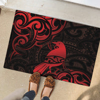 New Zealand Tui Bird Rubber Doormat Aotearoa Maori Pattern - Red