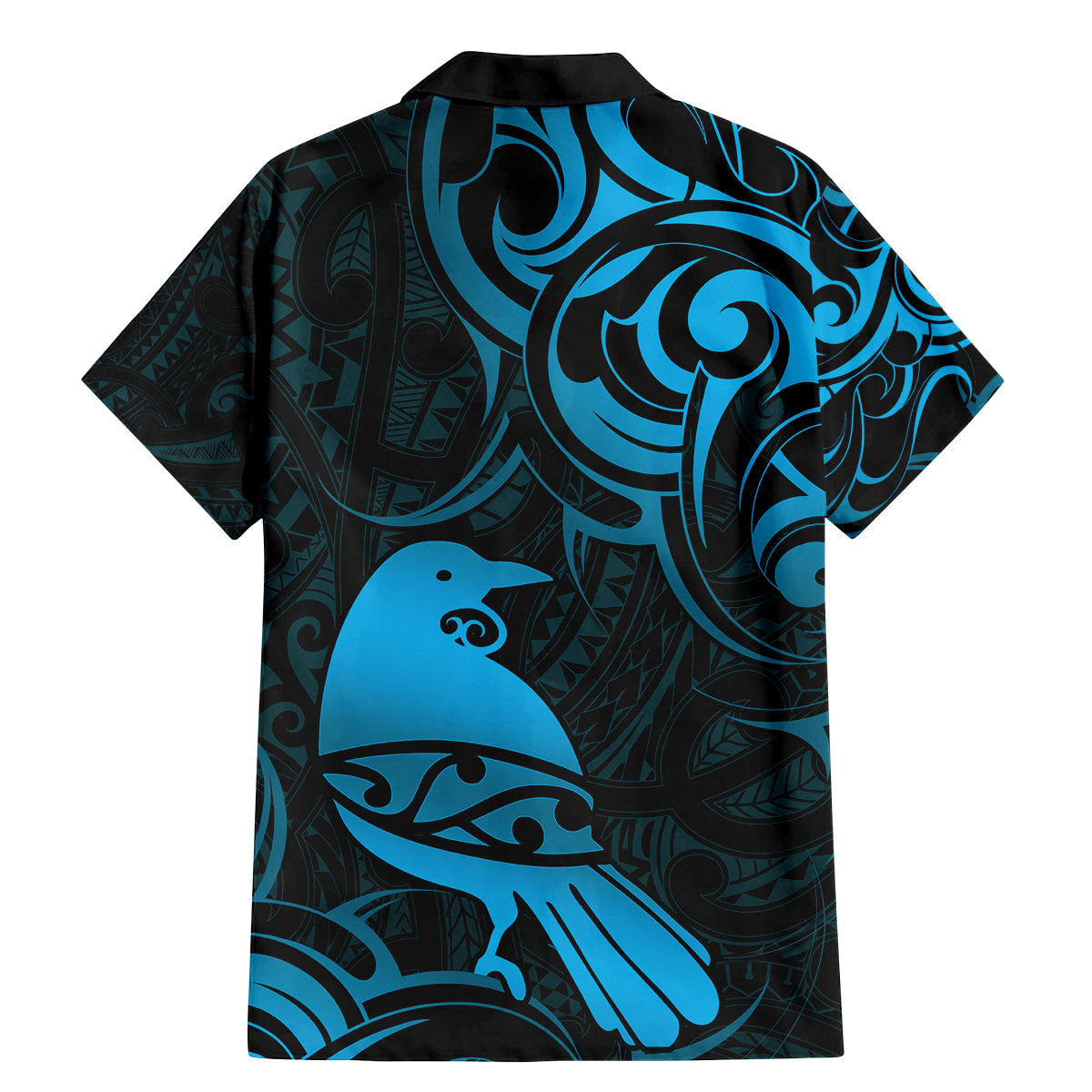 New Zealand Tui Bird Family Matching Mermaid Dress and Hawaiian Shirt Aotearoa Maori Pattern - Blue LT14 - Polynesian Pride