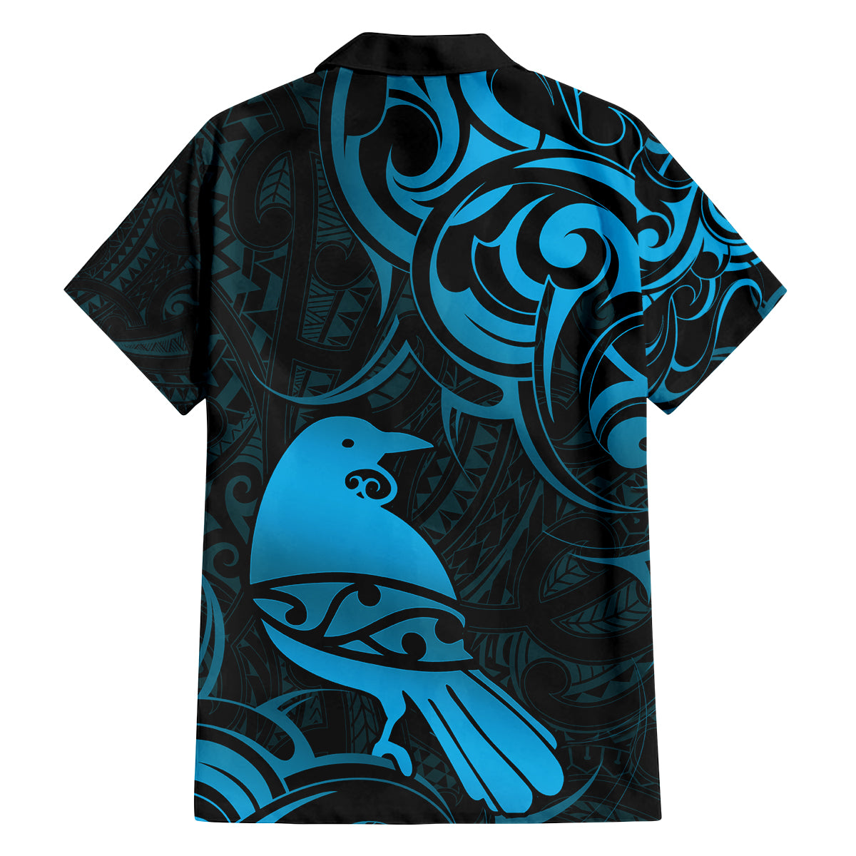 New Zealand Tui Bird Family Matching Tank Maxi Dress and Hawaiian Shirt Aotearoa Maori Pattern - Blue LT14 - Polynesian Pride