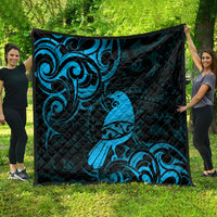 New Zealand Tui Bird Quilt Aotearoa Maori Pattern - Blue LT14 - Polynesian Pride