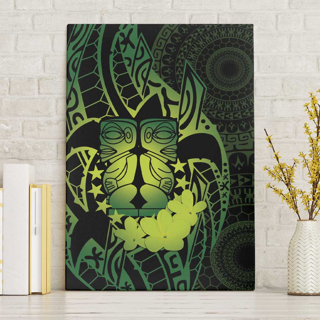 Kia Orana Kuki Airani Canvas Wall Art Cook Islands Tangaroa God Tatau Green LT14 Without Frame Green - Polynesian Pride