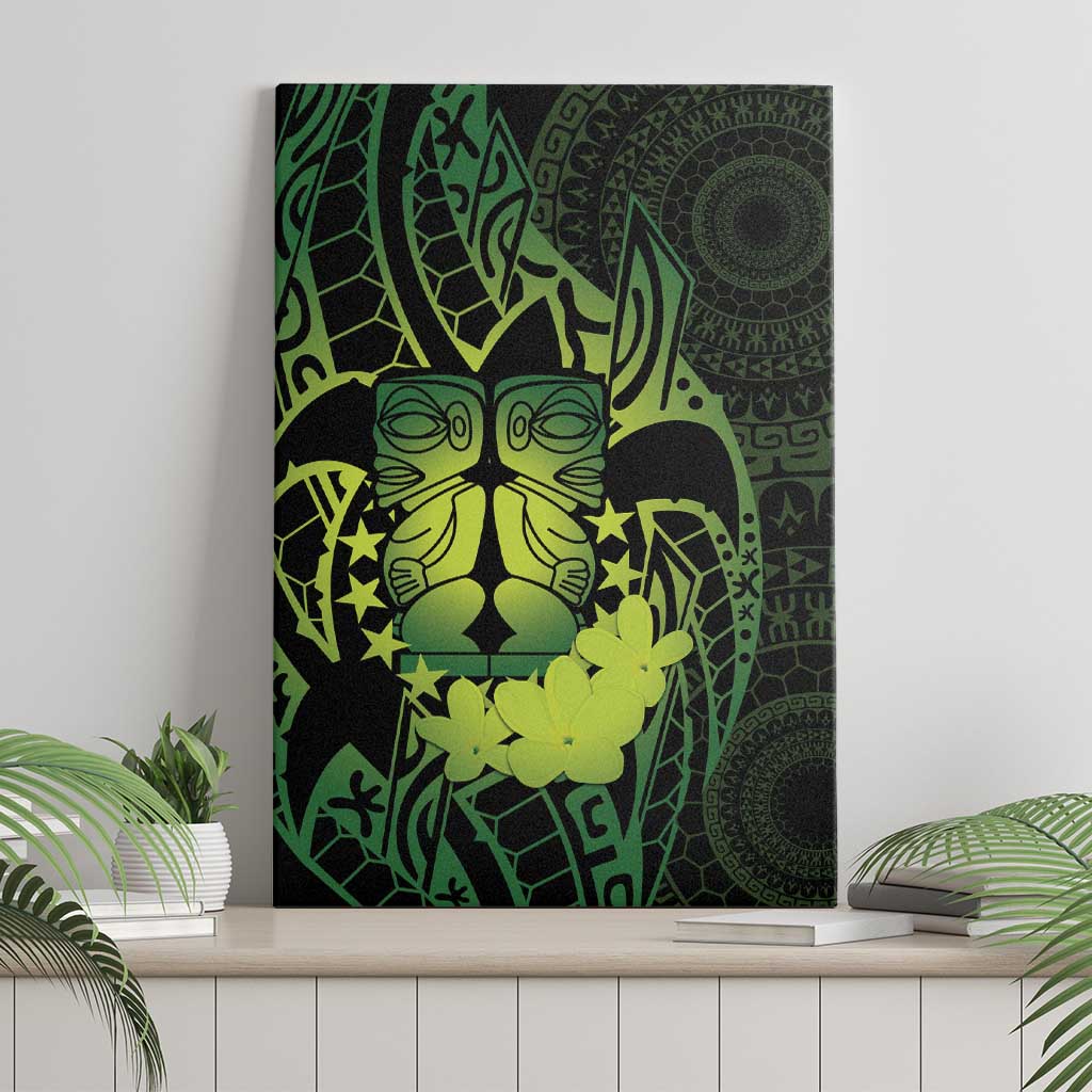 Kia Orana Kuki Airani Canvas Wall Art Cook Islands Tangaroa God Tatau Green LT14 - Polynesian Pride