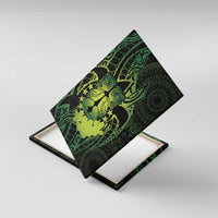 Kia Orana Kuki Airani Canvas Wall Art Cook Islands Tangaroa God Tatau Green LT14 With Frame Green - Polynesian Pride
