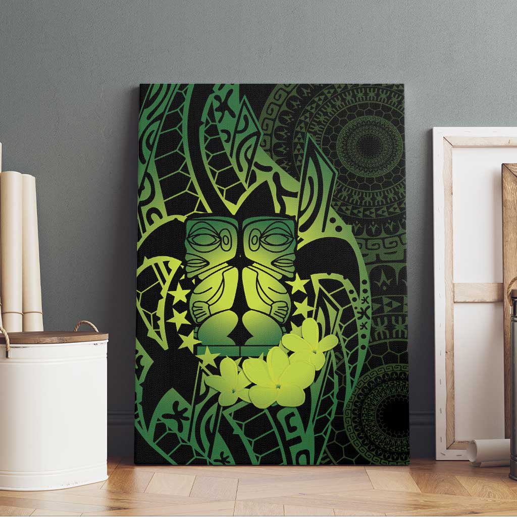 Kia Orana Kuki Airani Canvas Wall Art Cook Islands Tangaroa God Tatau Green LT14 - Polynesian Pride