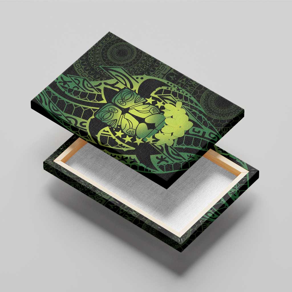Kia Orana Kuki Airani Canvas Wall Art Cook Islands Tangaroa God Tatau Green LT14 - Polynesian Pride