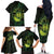 Kia Orana Kuki Airani Family Matching Off The Shoulder Long Sleeve Dress and Hawaiian Shirt Cook Islands Tangaroa God Tatau Green