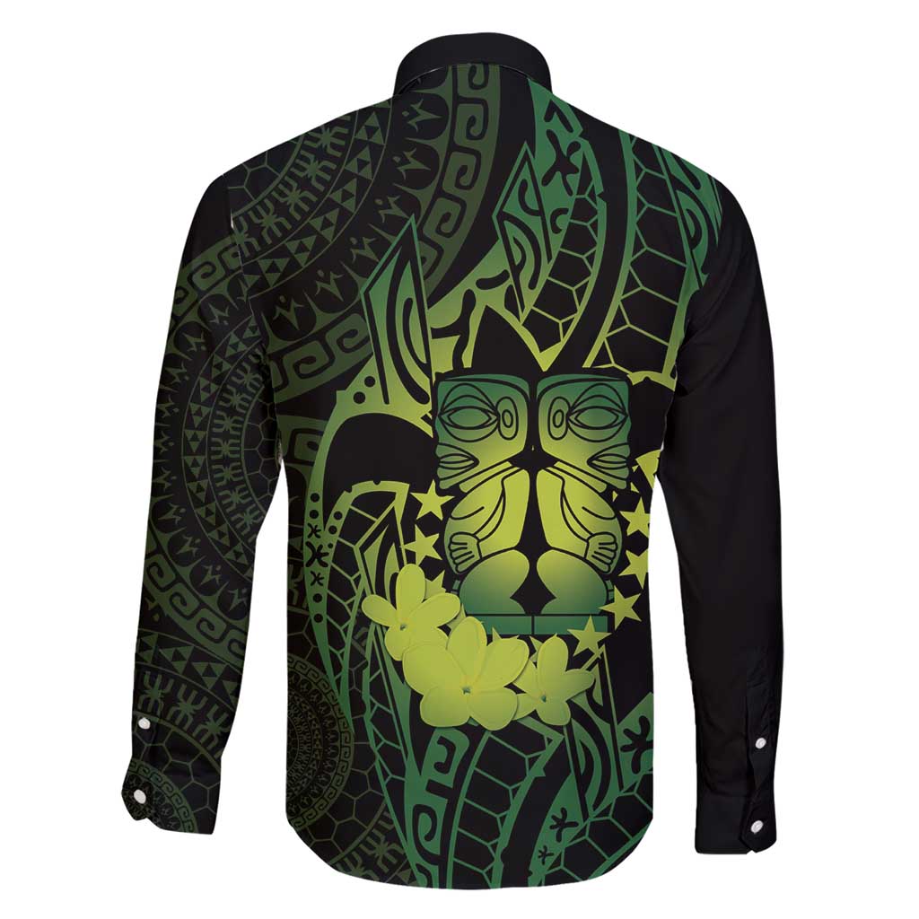 Kia Orana Kuki Airani Family Matching Short Sleeve Bodycon Dress and Hawaiian Shirt Cook Islands Tangaroa God Tatau Green