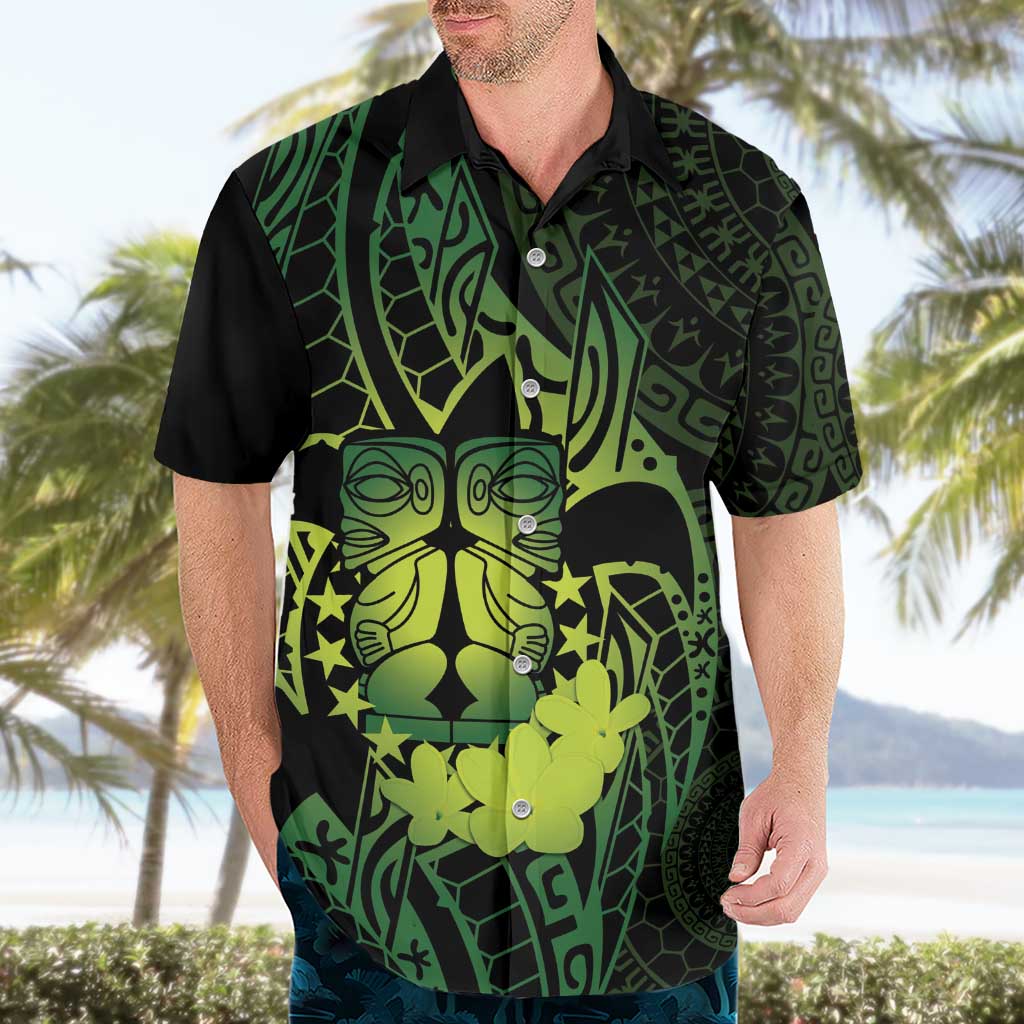 Kia Orana Kuki Airani Hawaiian Shirt Cook Islands Tangaroa God Tatau Green