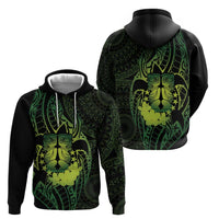 Kia Orana Kuki Airani Hoodie Cook Islands Tangaroa God Tatau Green LT14 - Polynesian Pride