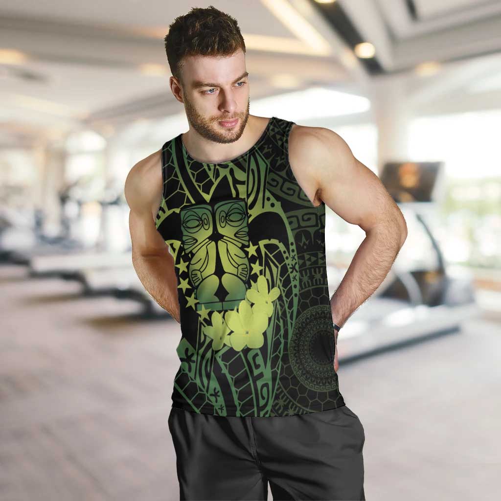 Kia Orana Kuki Airani Men Tank Top Cook Islands Tangaroa God Tatau Green