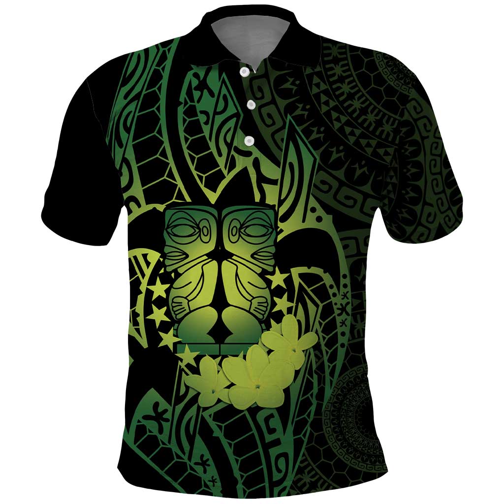 Kia Orana Kuki Airani Polo Shirt Cook Islands Tangaroa God Tatau Green