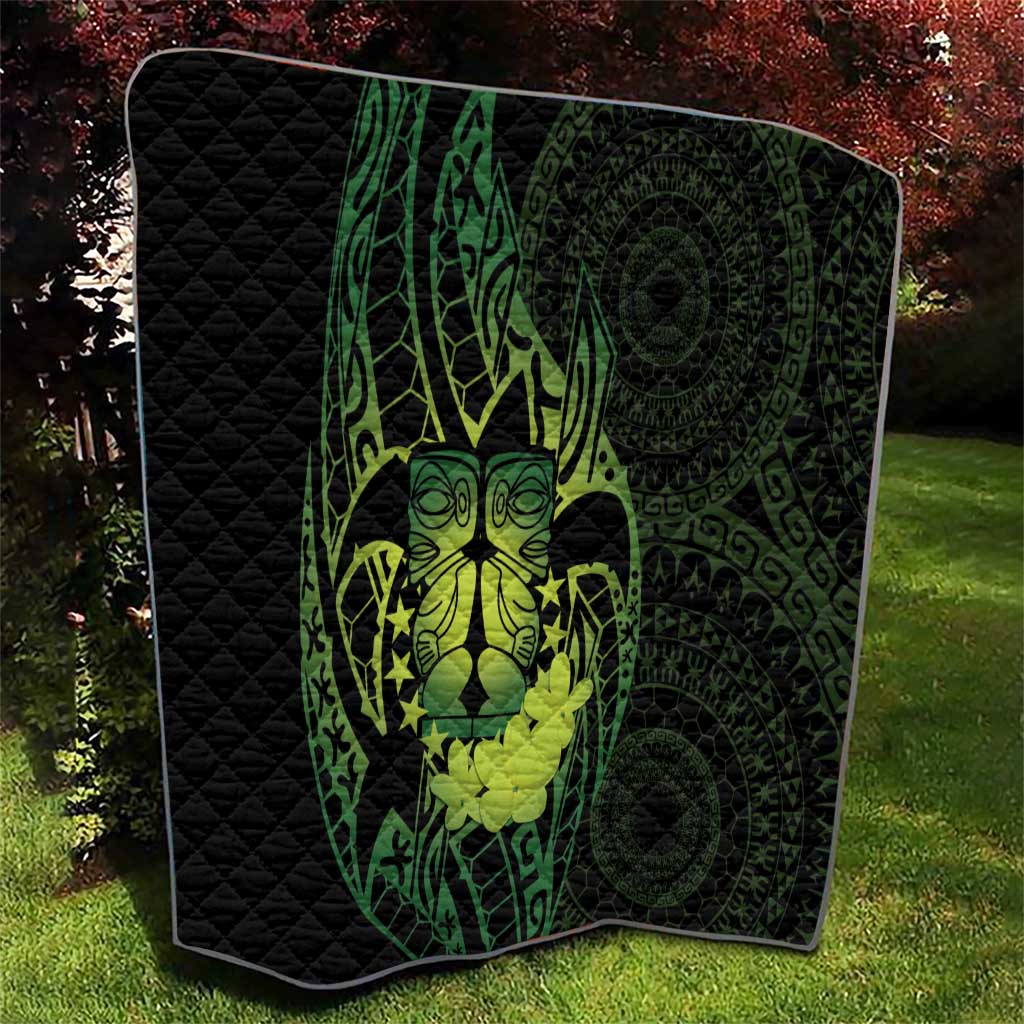 Kia Orana Kuki Airani Quilt Cook Islands Tangaroa God Tatau Green