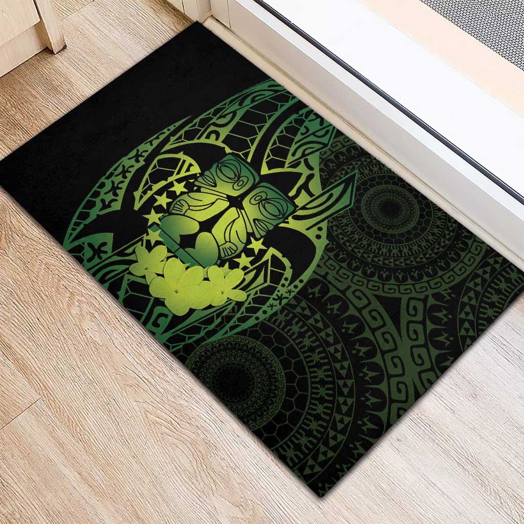 Kia Orana Kuki Airani Rubber Doormat Cook Islands Tangaroa God Tatau Green