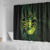 Kia Orana Kuki Airani Shower Curtain Cook Islands Tangaroa God Tatau Green