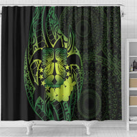 Kia Orana Kuki Airani Shower Curtain Cook Islands Tangaroa God Tatau Green