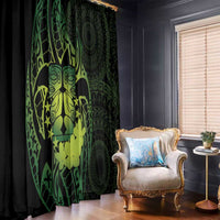 Kia Orana Kuki Airani Window Curtain Cook Islands Tangaroa God Tatau Green LT14 - Polynesian Pride