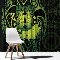 Kia Orana Kuki Airani Window Curtain Cook Islands Tangaroa God Tatau Green LT14 - Polynesian Pride
