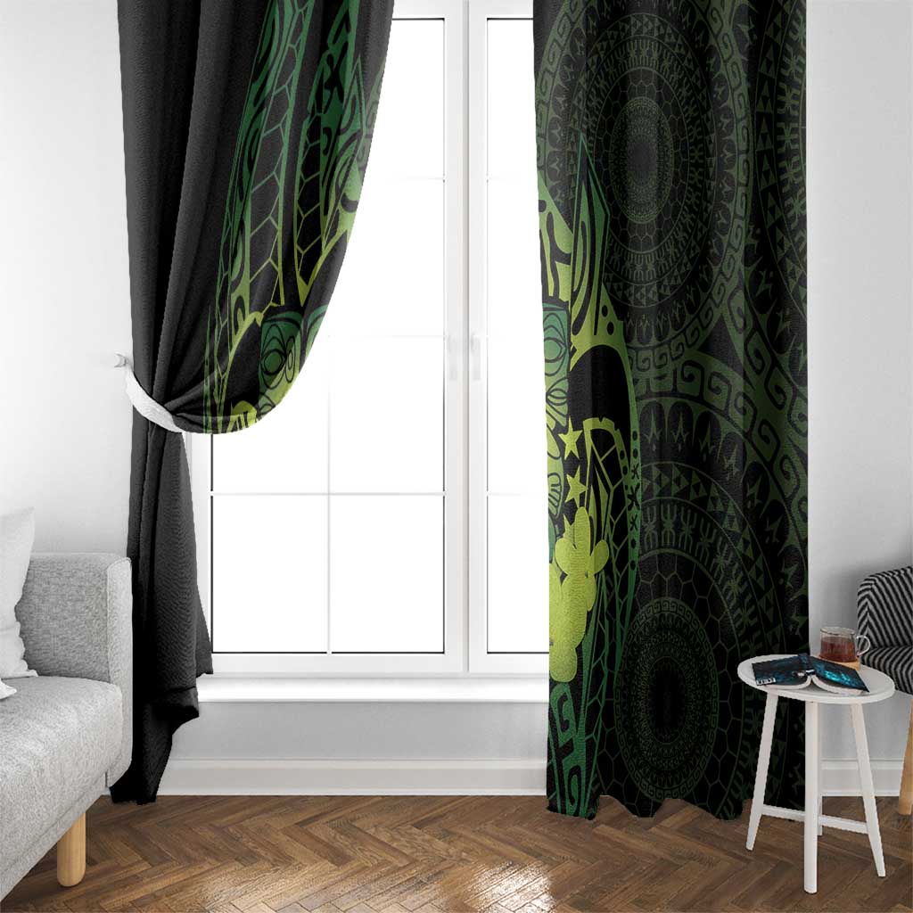 Kia Orana Kuki Airani Window Curtain Cook Islands Tangaroa God Tatau Green LT14 - Polynesian Pride