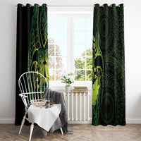 Kia Orana Kuki Airani Window Curtain Cook Islands Tangaroa God Tatau Green LT14 - Polynesian Pride