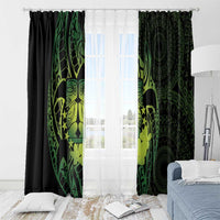 Kia Orana Kuki Airani Window Curtain Cook Islands Tangaroa God Tatau Green LT14 - Polynesian Pride